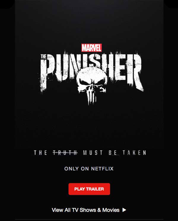 image of Netflix, The Punisher html email